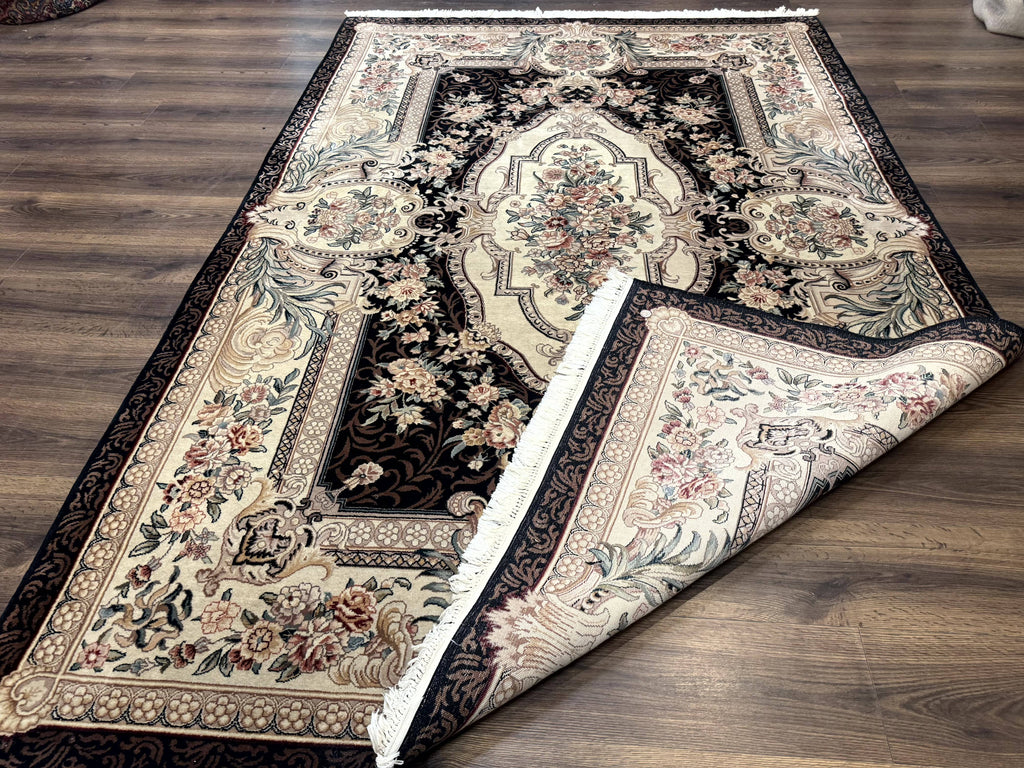 Aubusson Rug 6x9, European Design, Fine 170 KPSI, Elegant Carpet