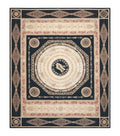 8x10 Woolen Needlepoint Rug Black European Savonnerie Carpet Circles Flat Weave Carpet Area Rug New Handmade Hand-Knotted Harp Flowers