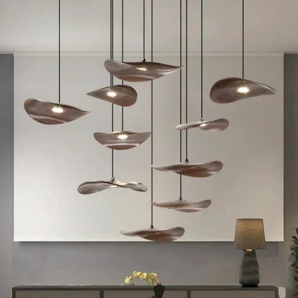 Multi-head Walnut Chandelier