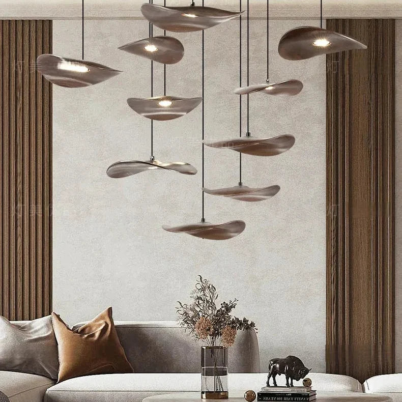 Multi-head Walnut Chandelier