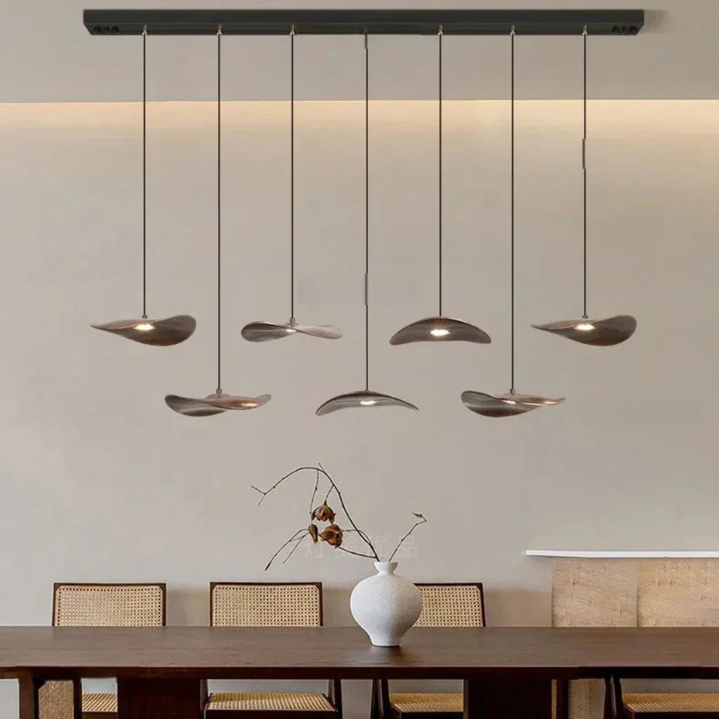 Multi-head Walnut Chandelier