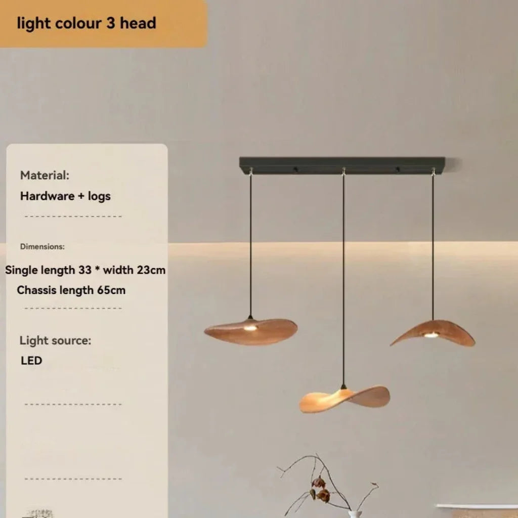 Multi-head Walnut Chandelier