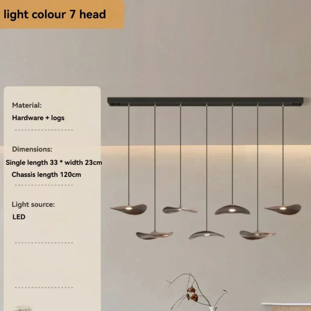 Multi-head Walnut Chandelier