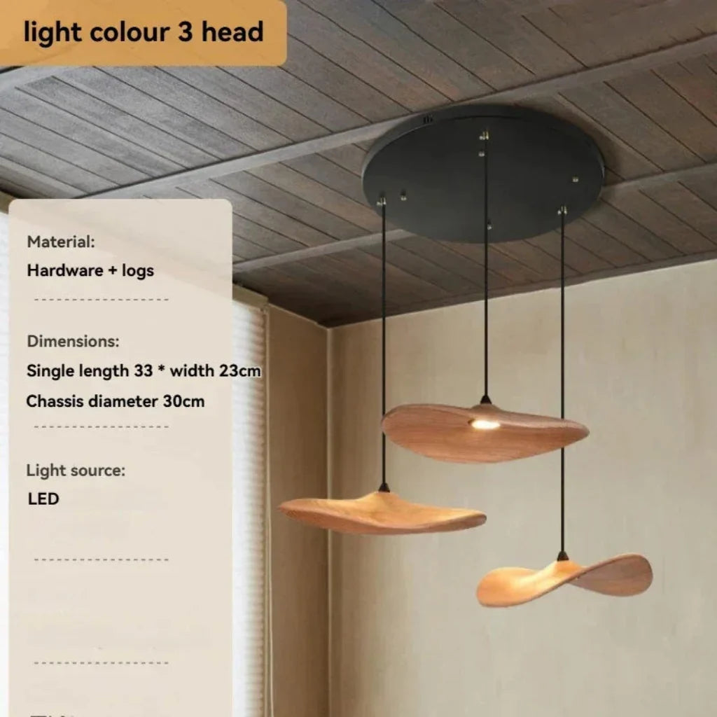 Multi-head Walnut Chandelier