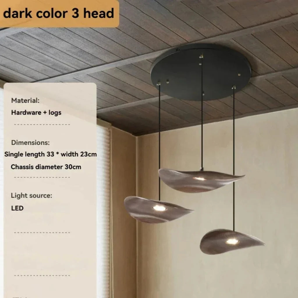 Multi-head Walnut Chandelier