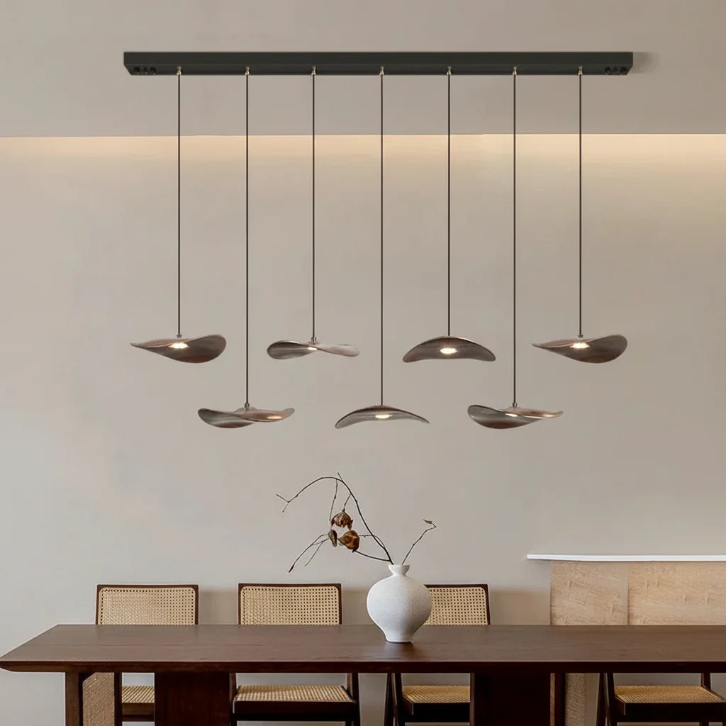 Multi-head Walnut Chandelier