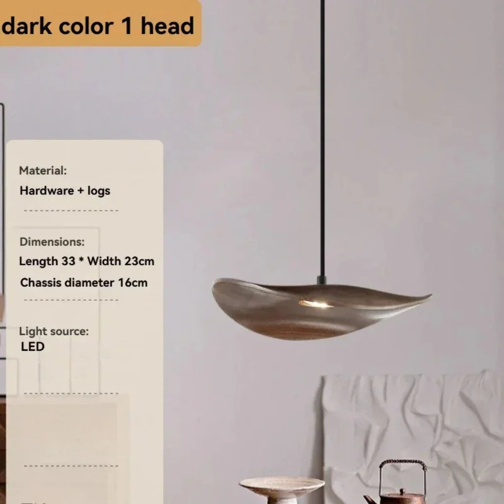 Multi-head Walnut Chandelier