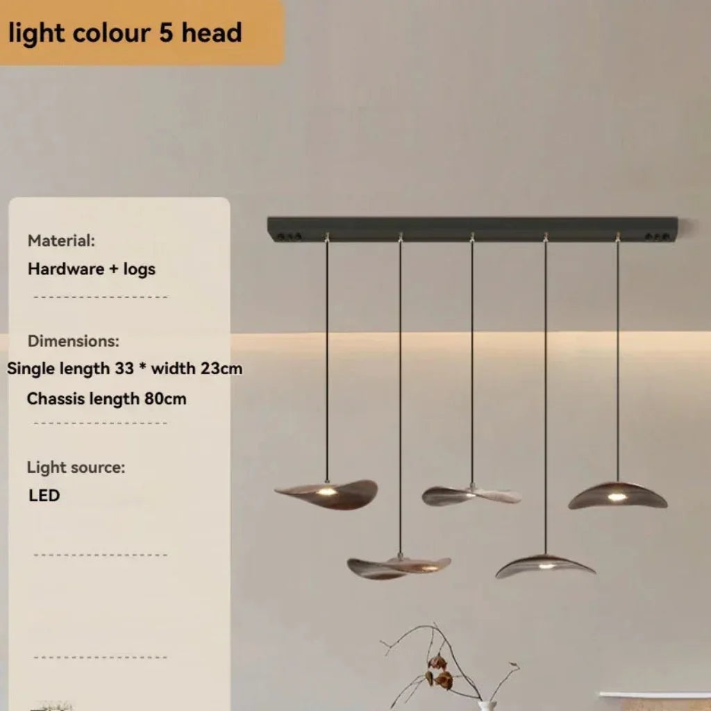 Multi-head Walnut Chandelier