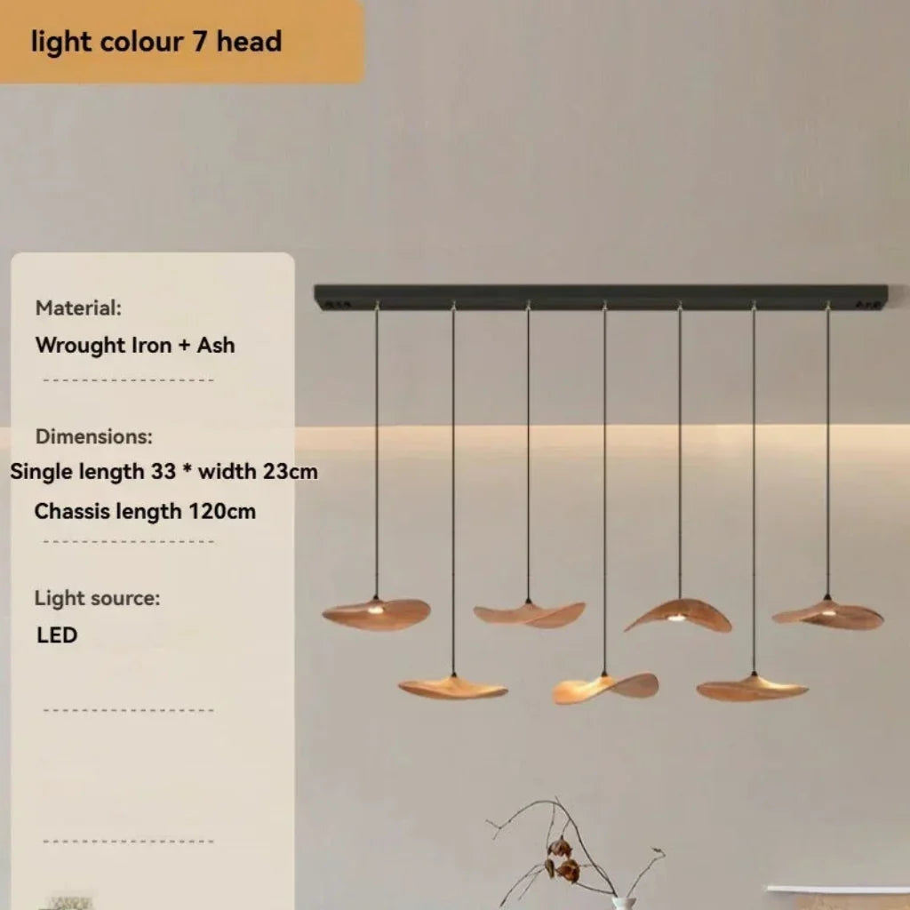 Multi-head Walnut Chandelier