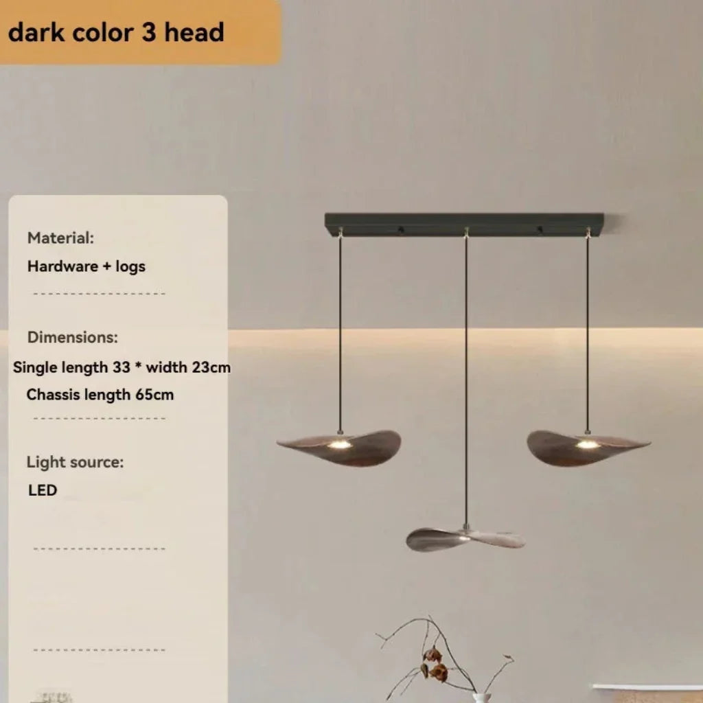 Multi-head Walnut Chandelier
