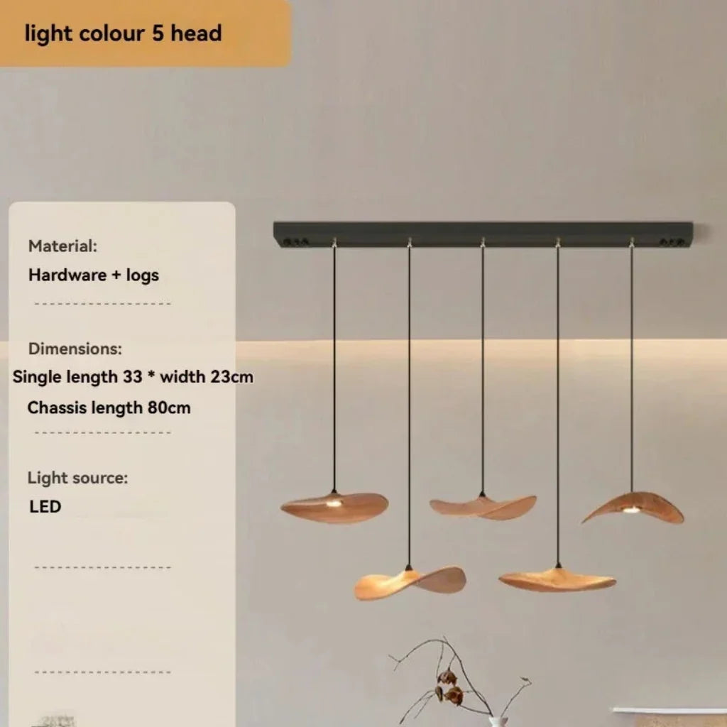 Multi-head Walnut Chandelier