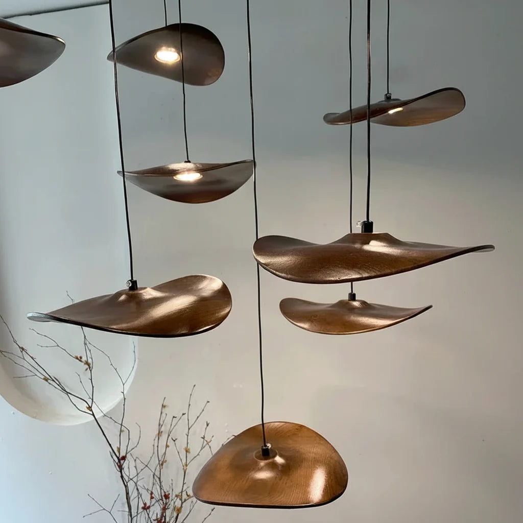 Multi-head Walnut Chandelier