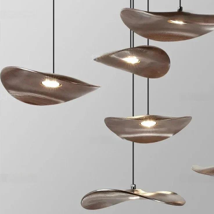 Multi-head Walnut Chandelier