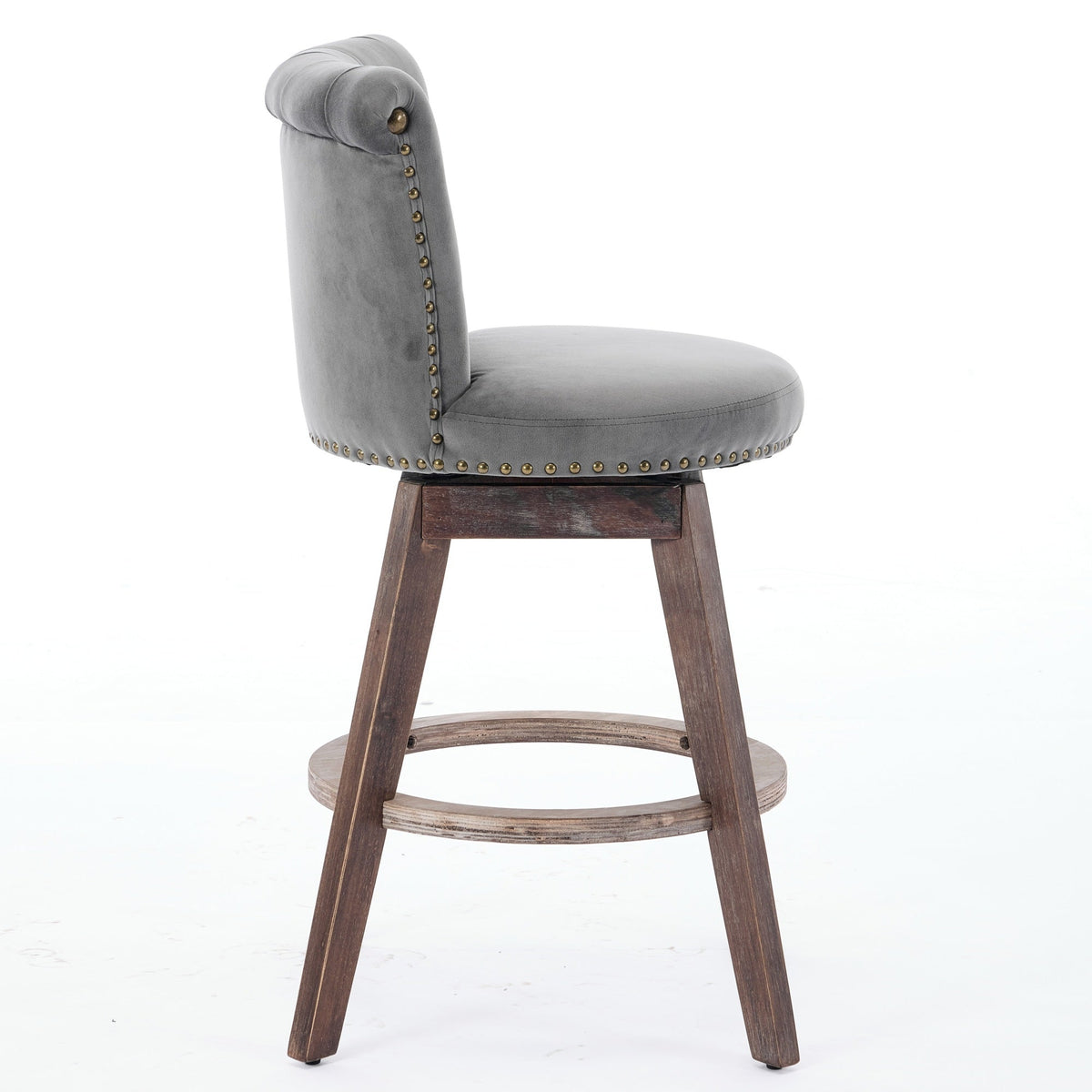 26" Counter Height Bar Stools Set of 2 with 360° Swivel and Velvet Upholstery
