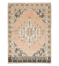 Antique Moroccan Rug 5x7 Tribal Carpet, Hand-Knotted Soft Wool Pile, 5 x 7 Area Rug, Berber Rug, Geometric Open Field Medallion, Pink Ivory