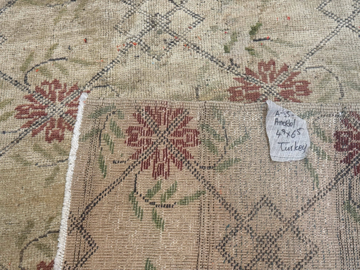 Turkish Rug 5x6, Oushak Carpet, Beige