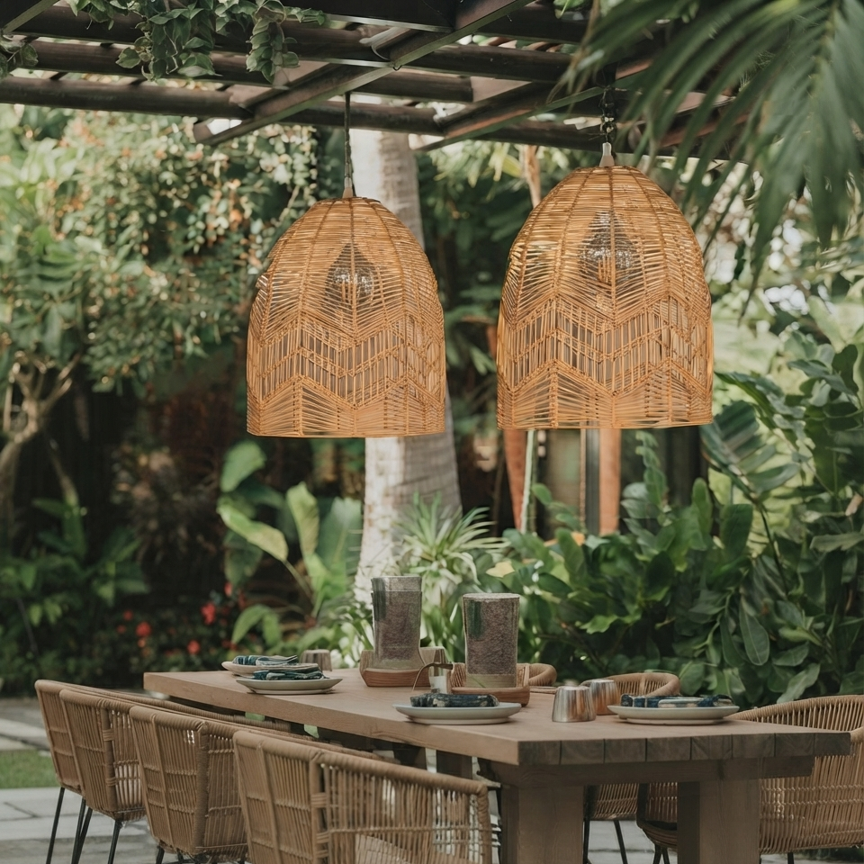 Elegant Rattan Pendant Chandelier | Wabi-Sabi Rattan Pendant Light