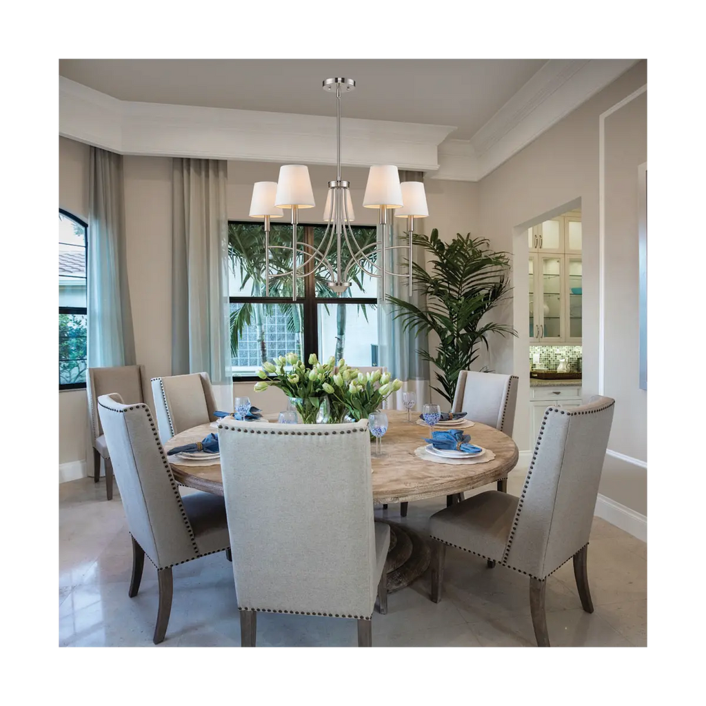 World Imports Millau 5-light Chrome Chandelier With Fabric Shade