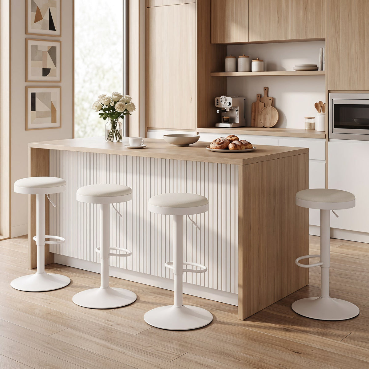 Adjustable Bar Stools Set of 2 with Padded Seat